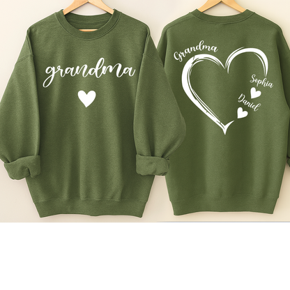 Personalized Grandma Heart And Grandkids Christmas Gift