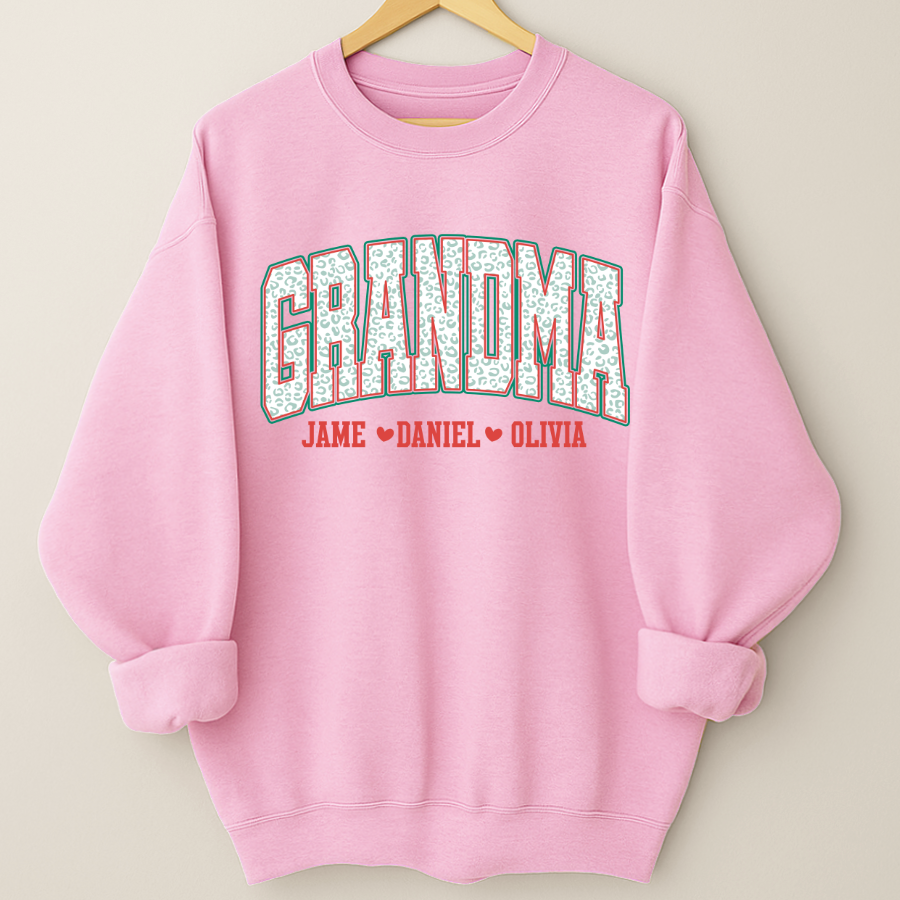 Personalized Grandma and Grandkids Leopard Christmas Gift Shirt