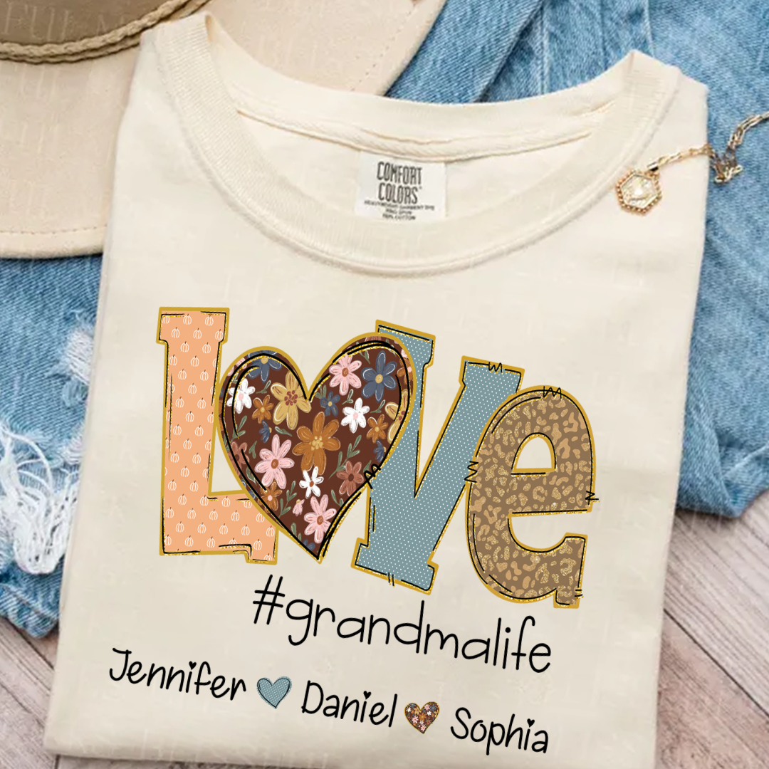 Personalized Love Grandma, Fall Color Grankids Custom Name