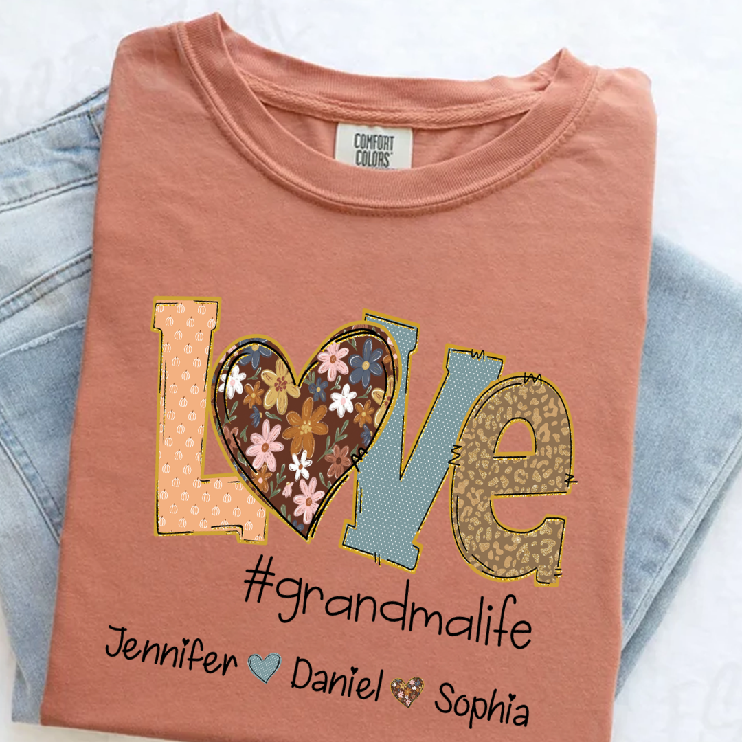 Personalized Love Grandma, Fall Color Grankids Custom Name