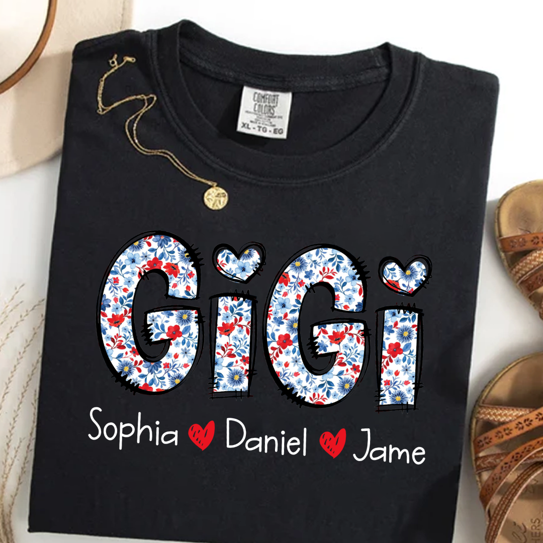 Personalized Gigi And Grandkids Floral 4th Of July