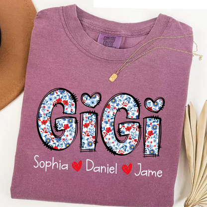 Personalized Gigi And Grandkids Floral 4th Of July