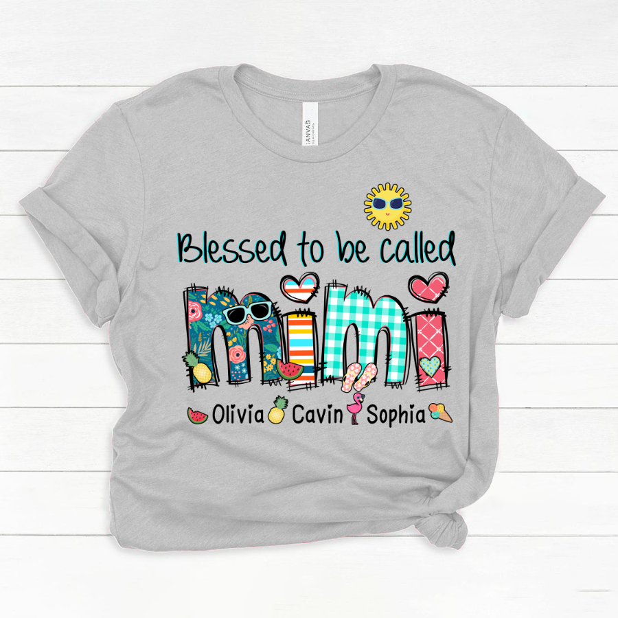 Personalized Blessed To Be Called Mimi Summer Doodle Shirt Classic Canvas