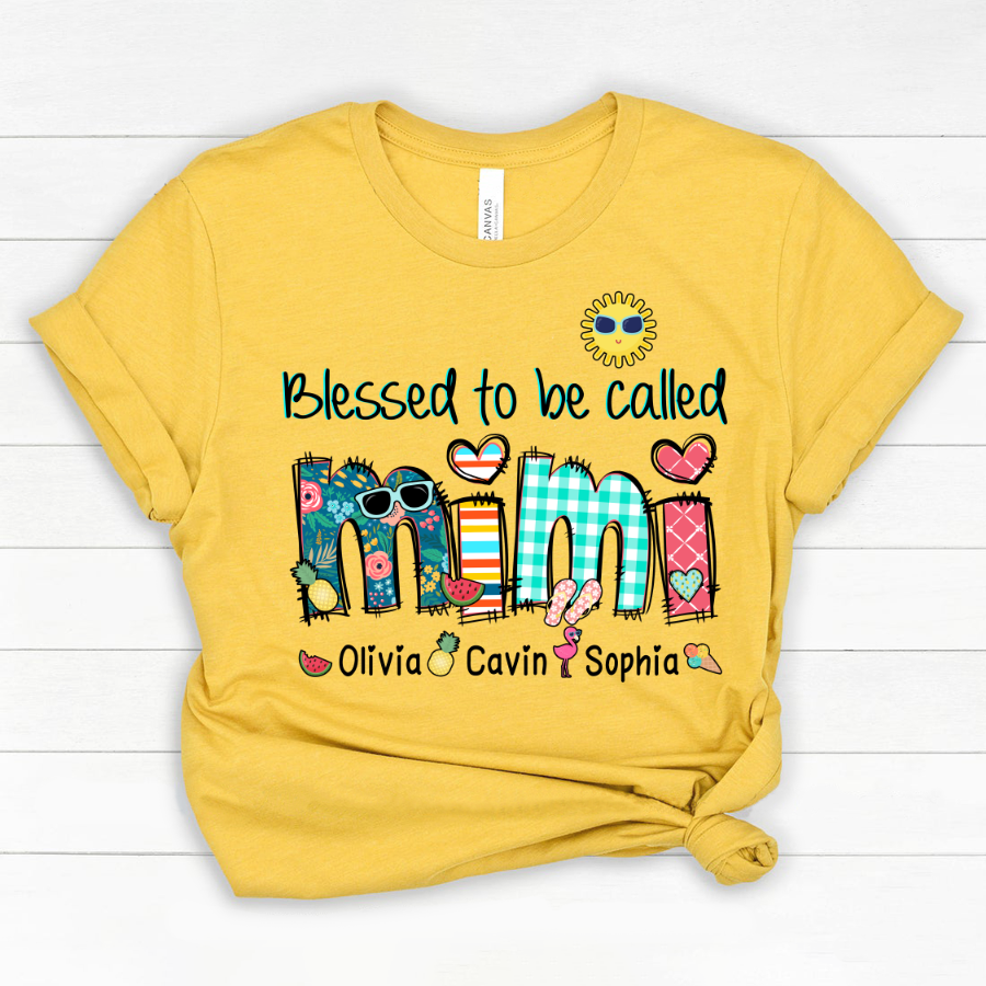 Personalized Blessed To Be Called Mimi Summer Doodle Shirt Classic Canvas