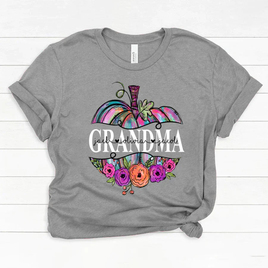 Personalized Grandma Painted Pumpkin 2022 Classic Canvas