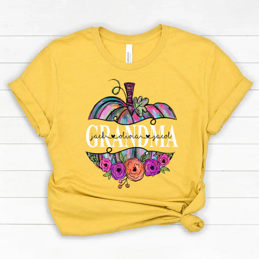 Personalized Grandma Painted Pumpkin 2022 Classic Canvas