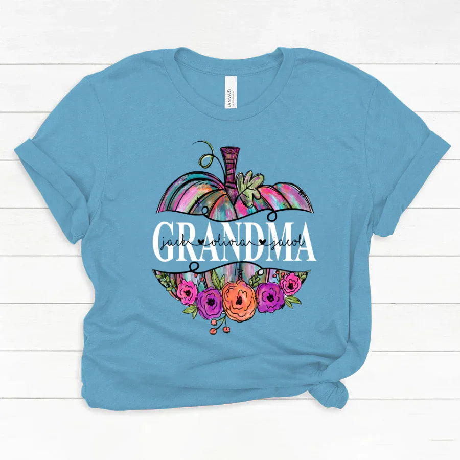 Personalized Grandma Painted Pumpkin 2022 Classic Canvas