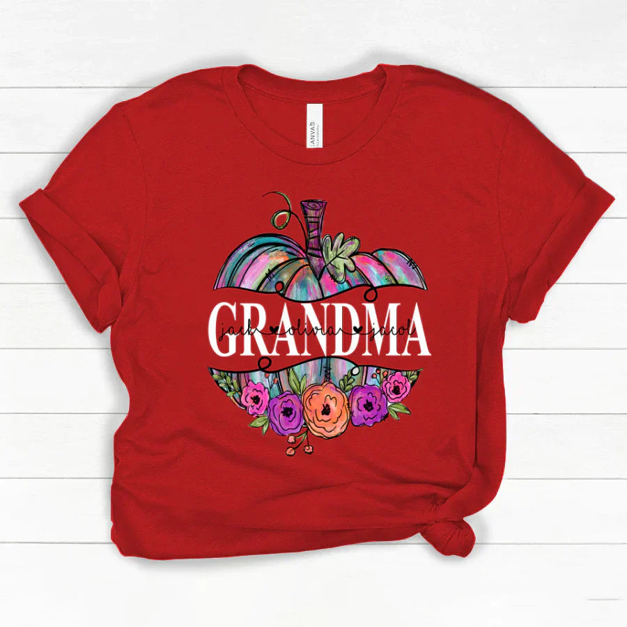 Personalized Grandma Painted Pumpkin 2022 Classic Canvas