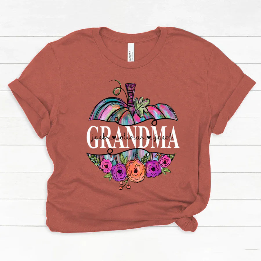 Personalized Grandma Painted Pumpkin 2022 Classic Canvas
