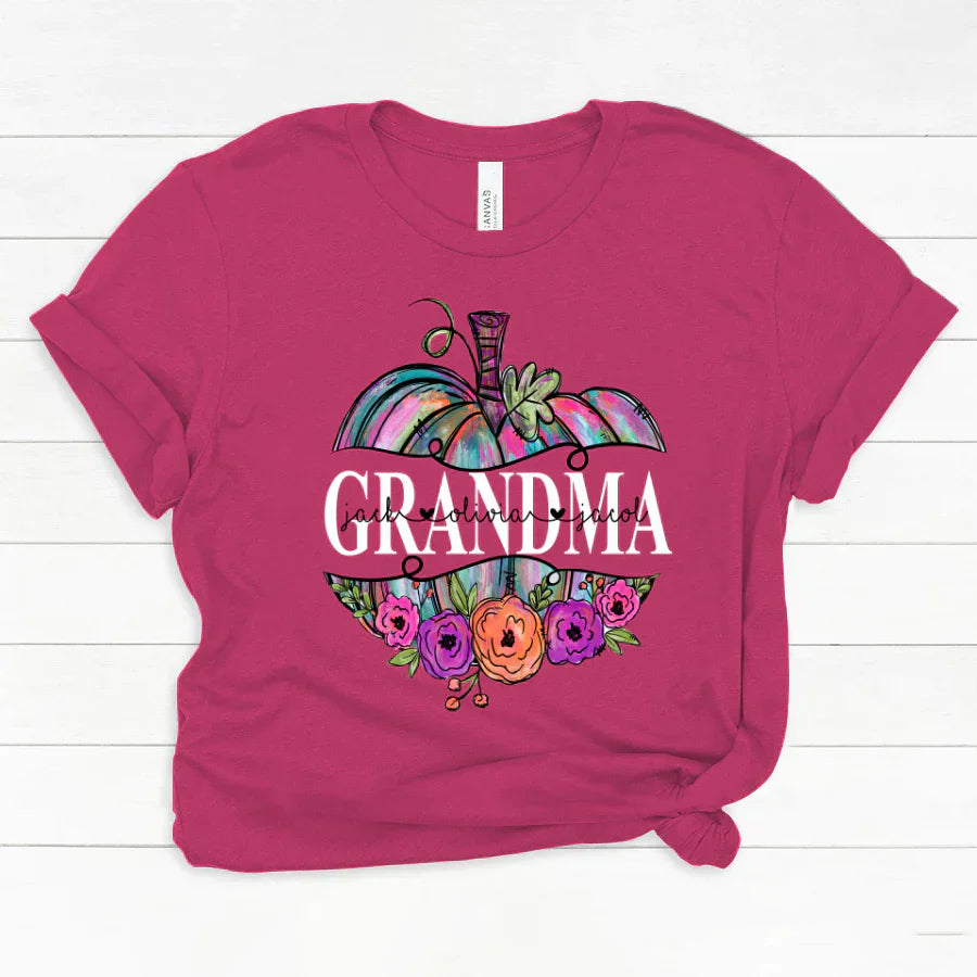 Personalized Grandma Painted Pumpkin 2022 Classic Canvas