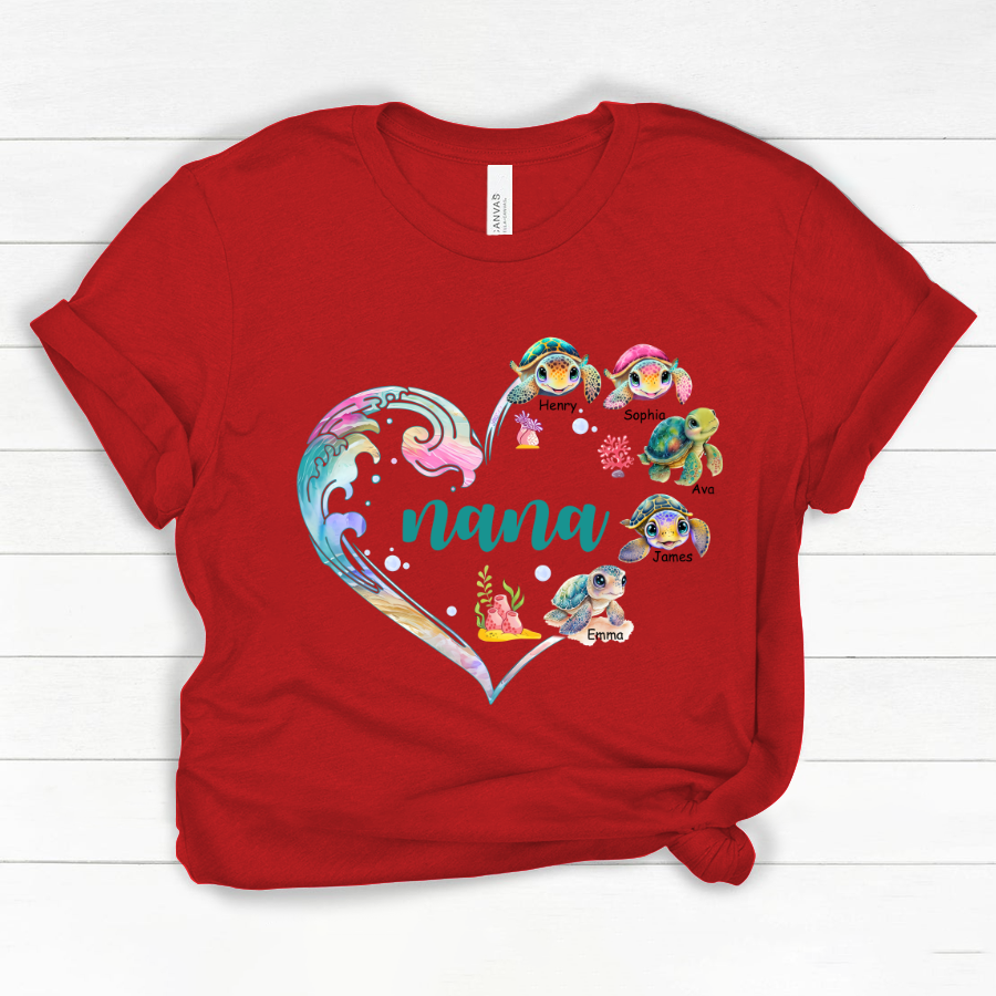 Personalized Grandma and Grandkid's Heart Turtle Mother's Day Classic Canvas