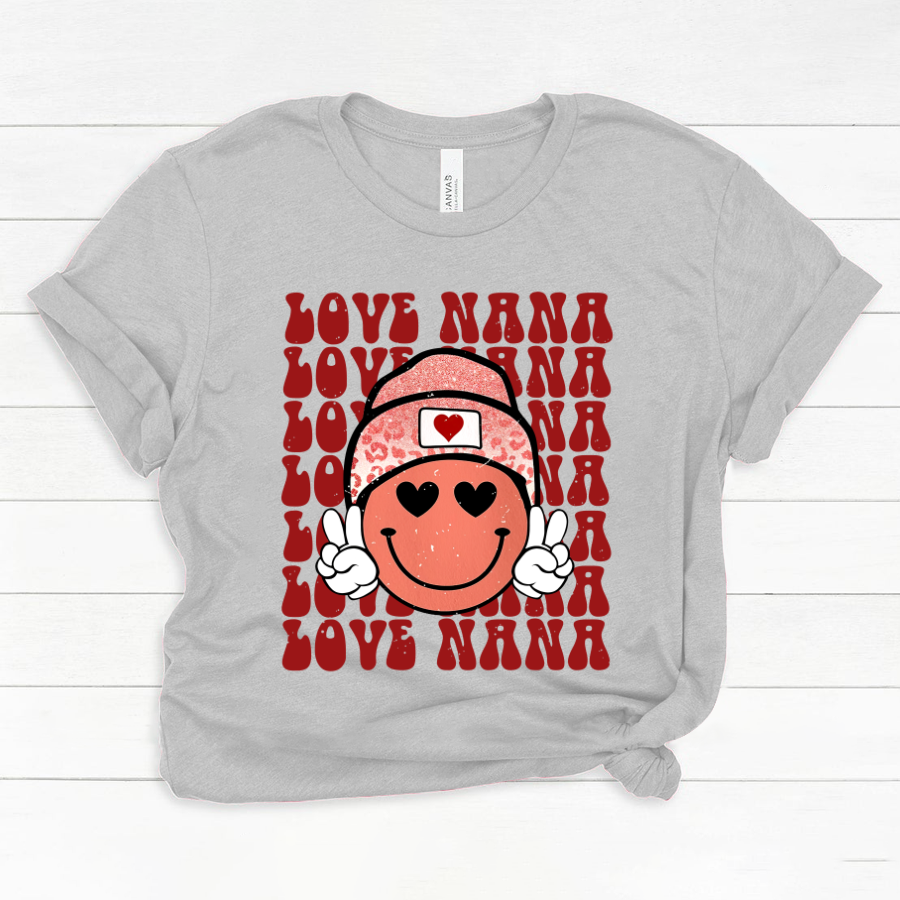Personalized Love Nana Smileyy Face Retro Valentine Classic Canvas