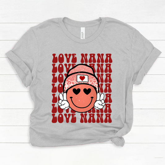 Personalized Love Nana Smileyy Face Retro Valentine Classic Canvas