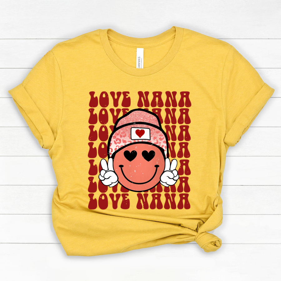 Personalized Love Nana Smileyy Face Retro Valentine Classic Canvas