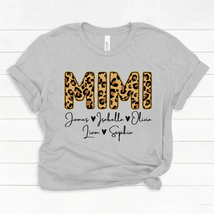 Personalized Mimi Grandkids name leopard Classic Canvas