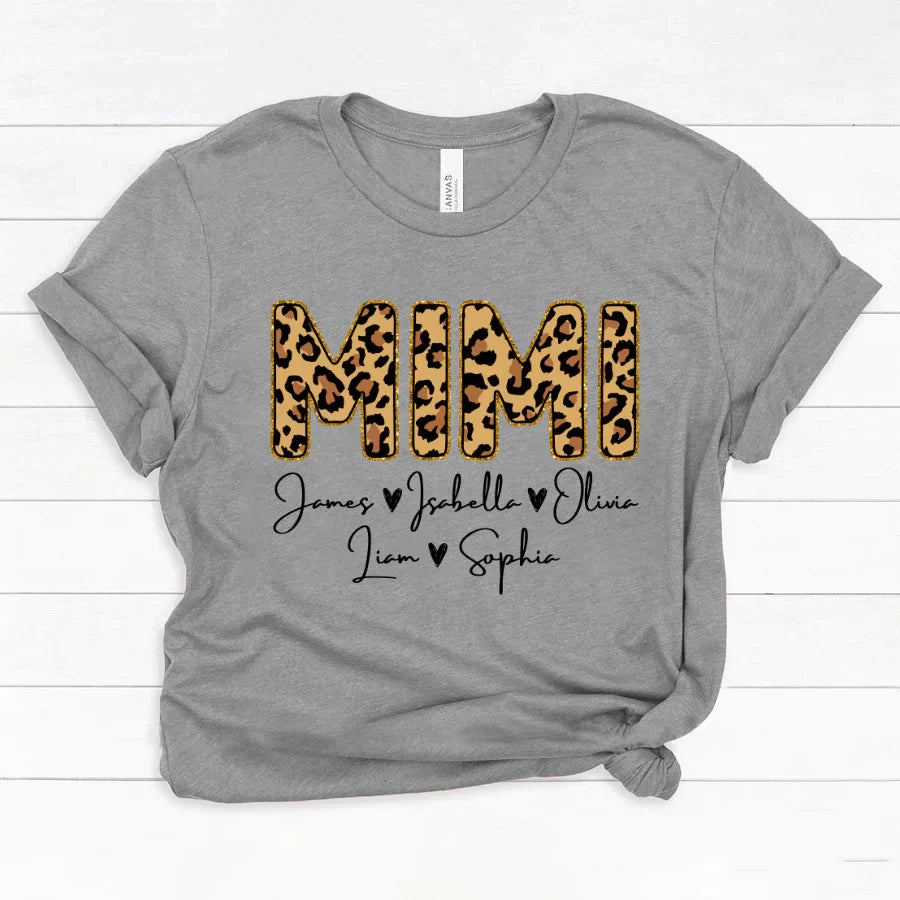 Personalized Mimi Grandkids name leopard Classic Canvas