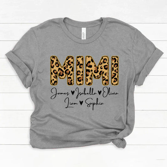 Personalized Mimi Grandkids name leopard Classic Canvas