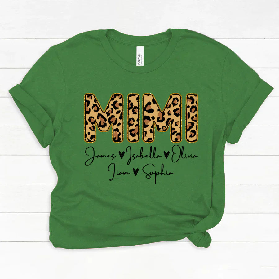 Personalized Mimi Grandkids name leopard Classic Canvas