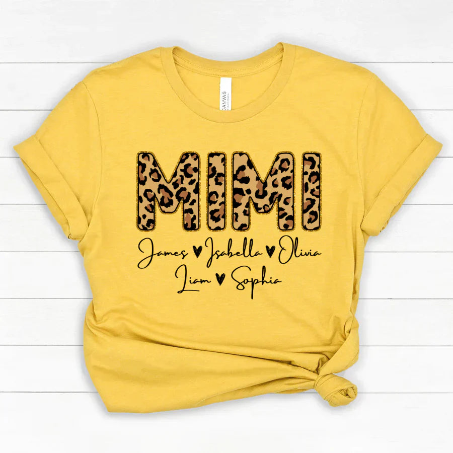 Personalized Mimi Grandkids name leopard Classic Canvas