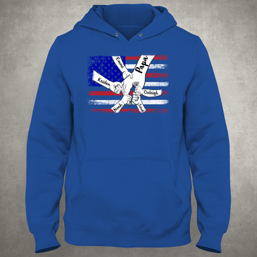 Personalized Papa Grandkids Flag Hoodie