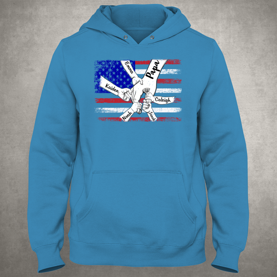 Personalized Papa Grandkids Flag Hoodie
