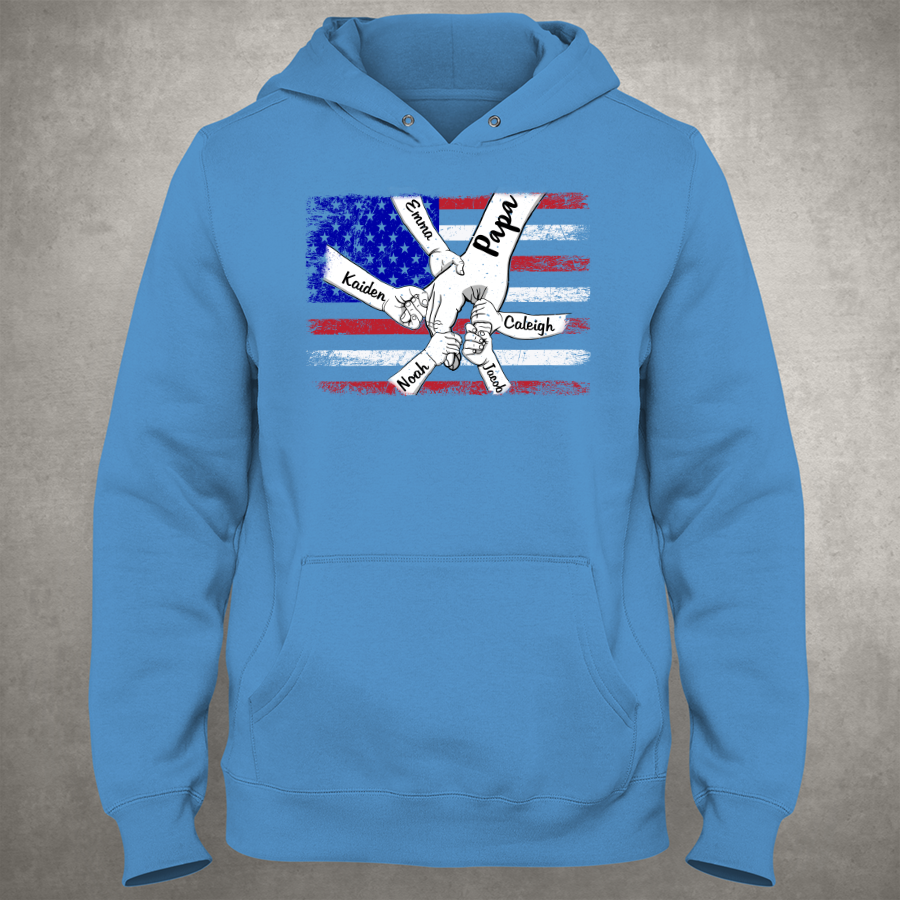 Personalized Papa Grandkids Flag Hoodie