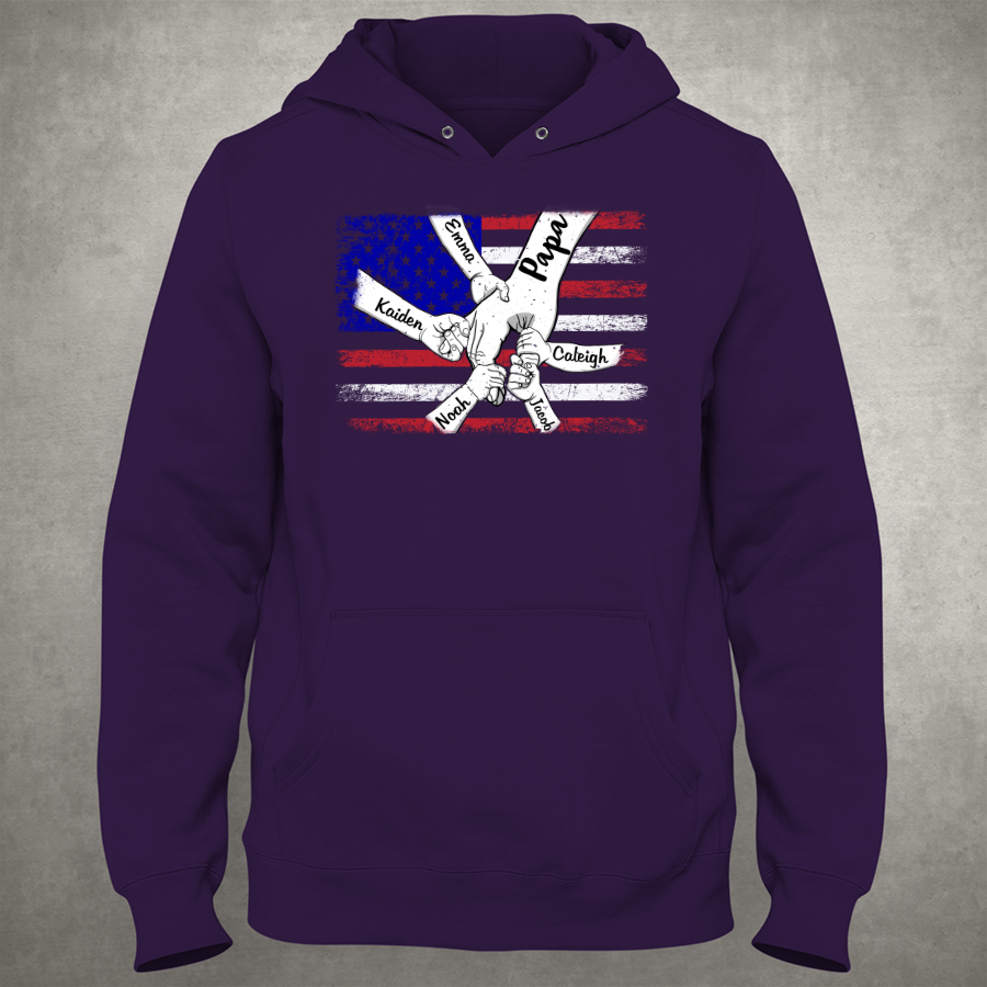 Personalized Papa Grandkids Flag Hoodie