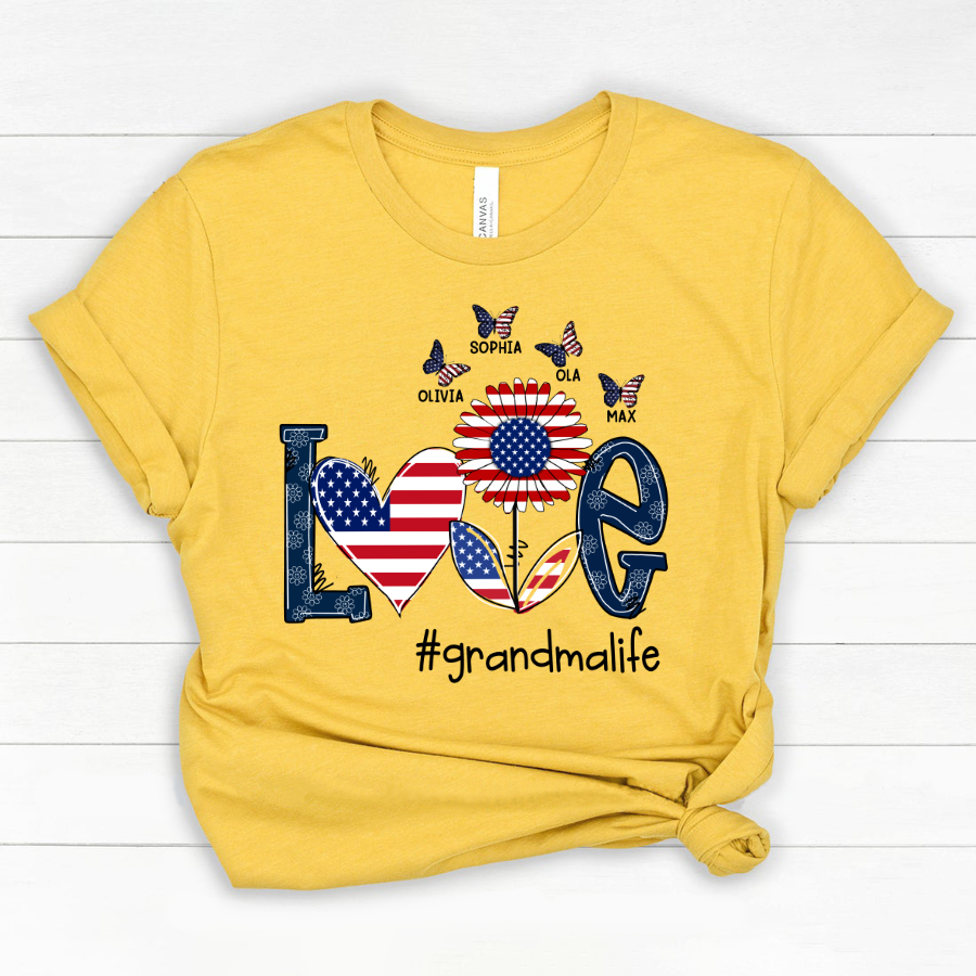 Personalized love grandma life usa butterfly Classic Canvas