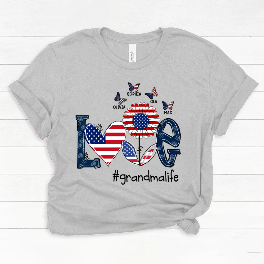 Personalized love grandma life usa butterfly Classic Canvas