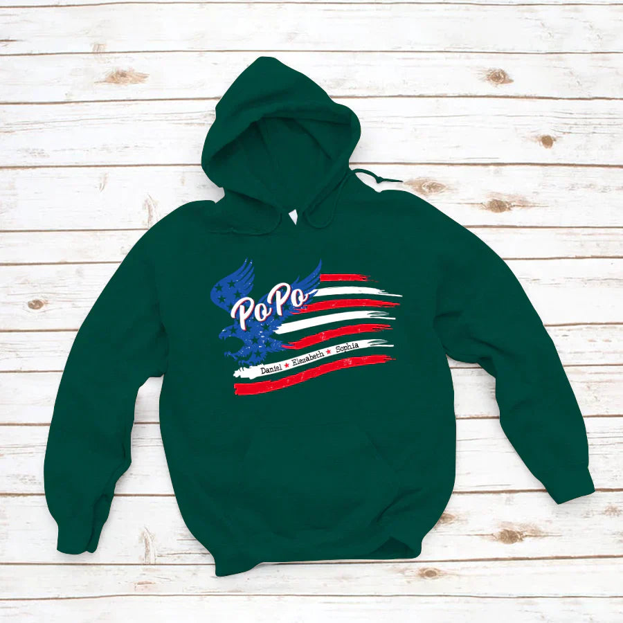PoPo With Grandkids Names 4th Of July CTL94 Hoodie