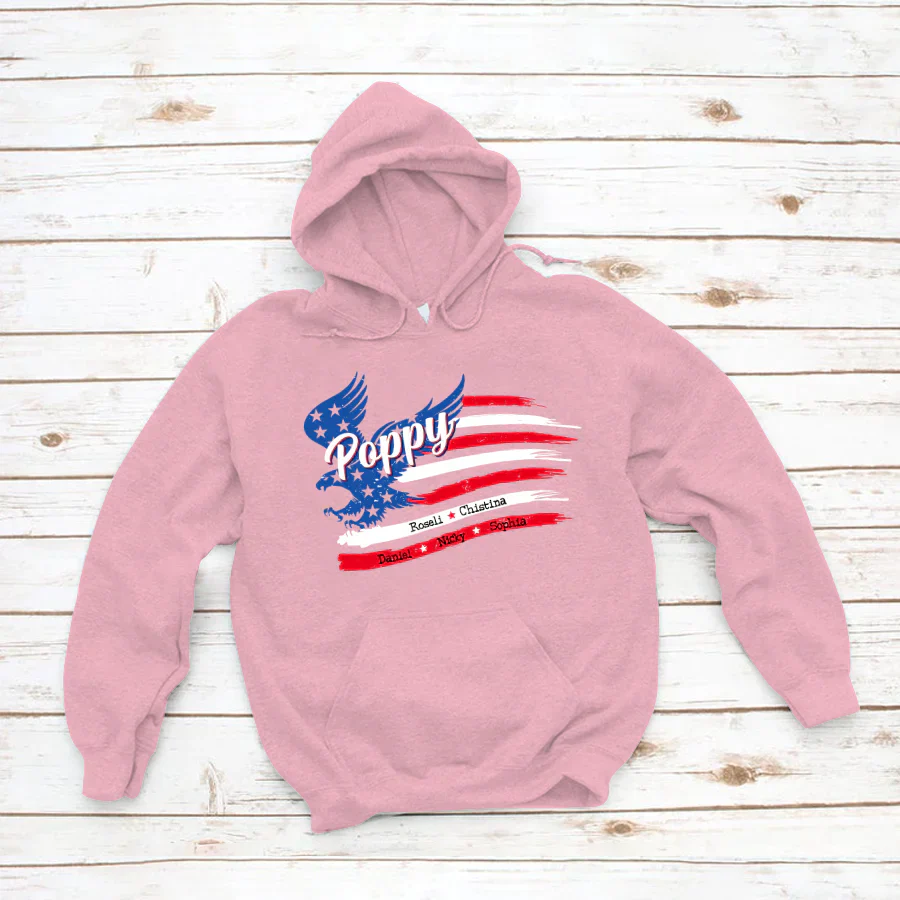 Poppy With Grandkids Names 4th Of July CTL94 Hoodie