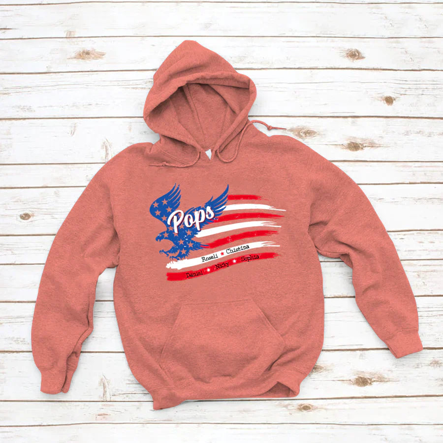 Pops With Grandkids Names 4th Of July CTL94 Hoodie