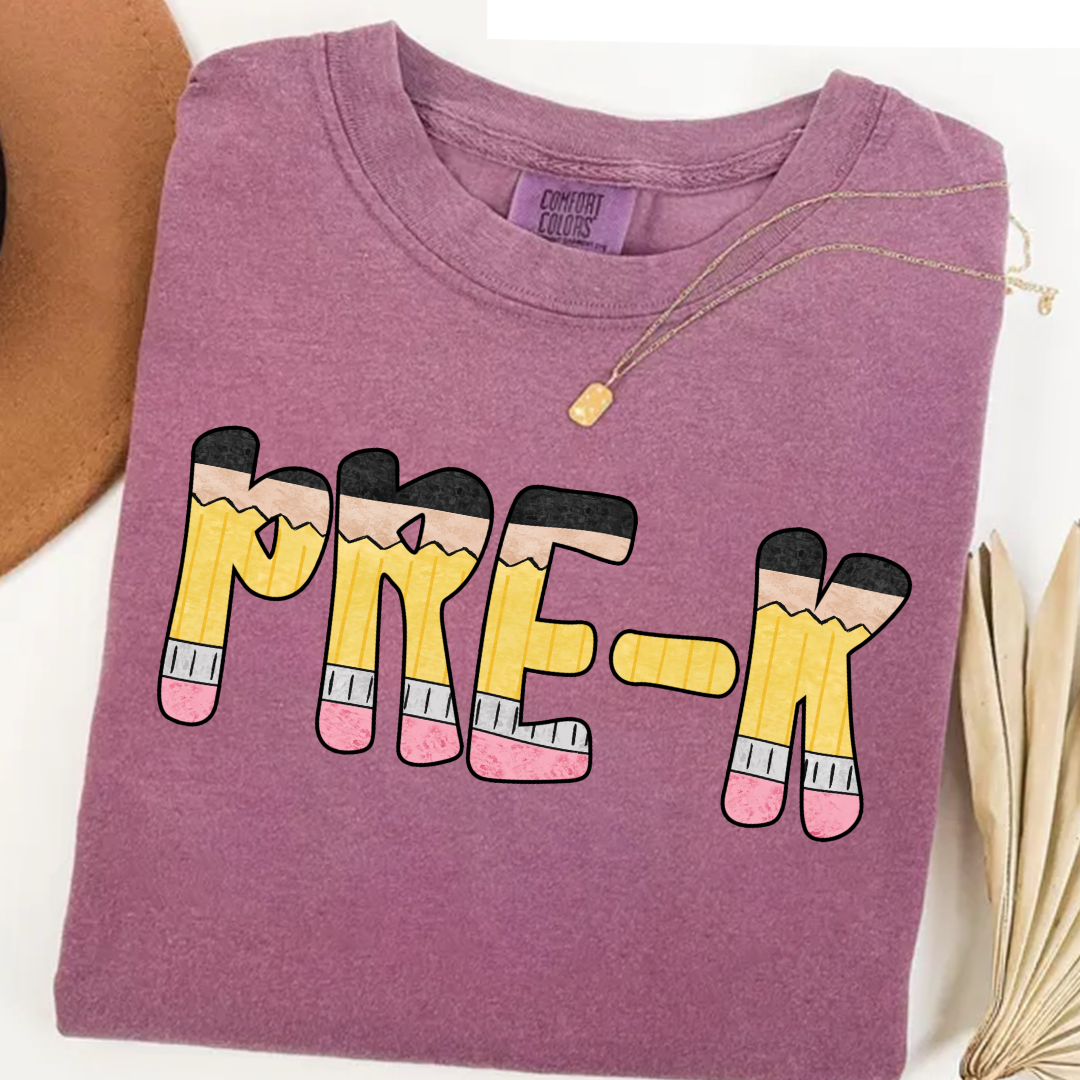 Teacher Grade Level – Fun Pencil Letter Tee for Back to School