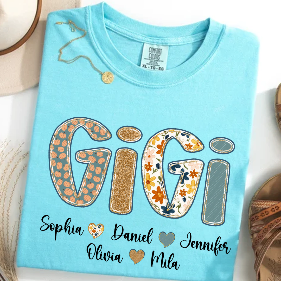 Pumkin Floral Fall Gigi Custom Gigi and Grankids Shirt