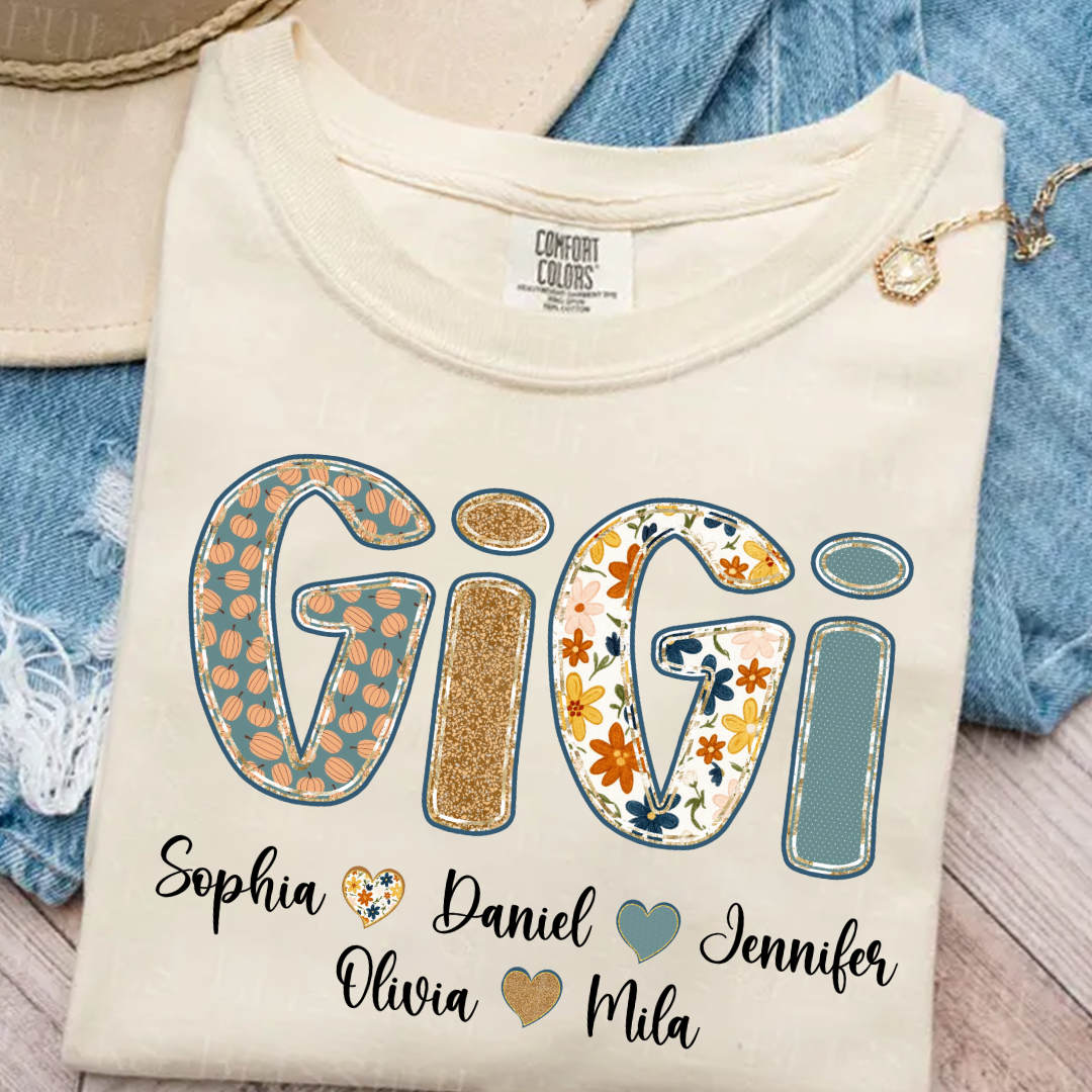 Pumkin Floral Fall Gigi Custom Gigi and Grankids Shirt