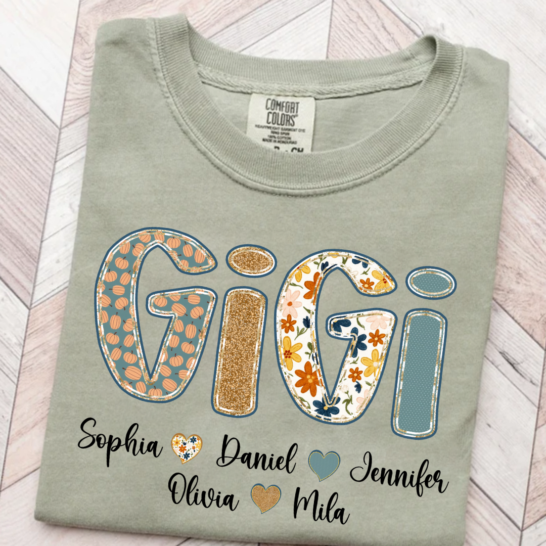 Pumkin Floral Fall Gigi Custom Gigi and Grankids Shirt
