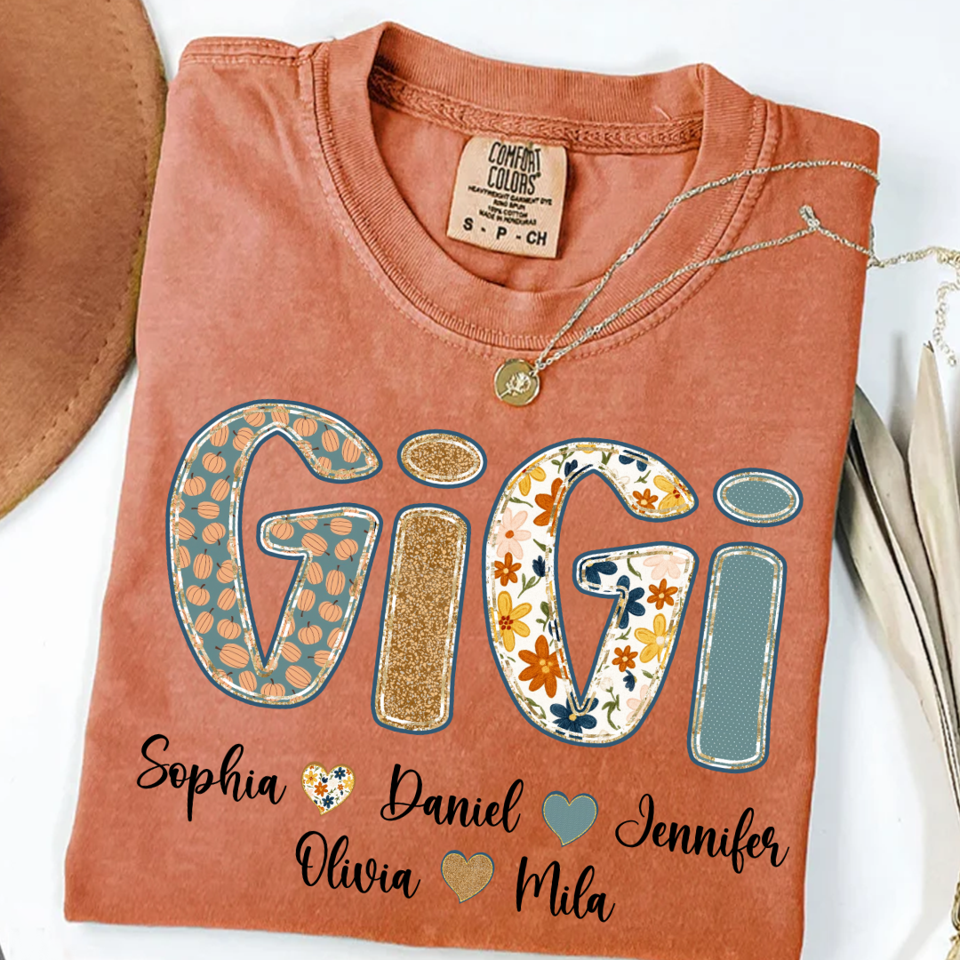 Pumkin Floral Fall Gigi Custom Gigi and Grankids Shirt