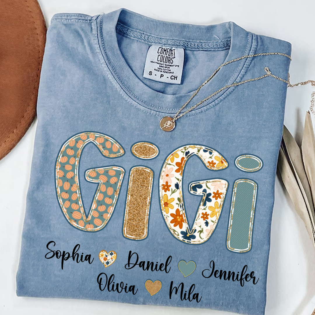 Pumkin Floral Fall Gigi Custom Gigi and Grankids Shirt