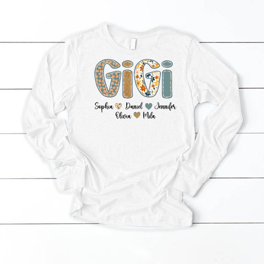 Pumkin Floral Fall Gigi Custom Gigi and Grankids Shirt