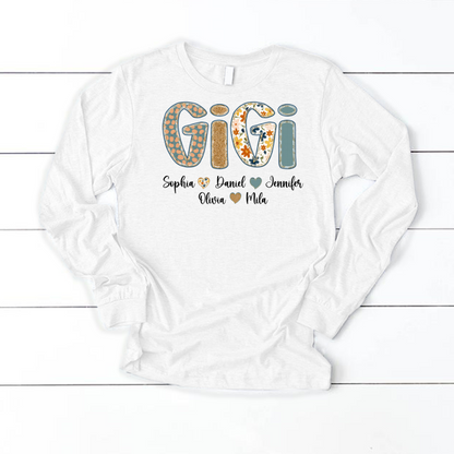 Pumkin Floral Fall Gigi Custom Gigi and Grankids Shirt