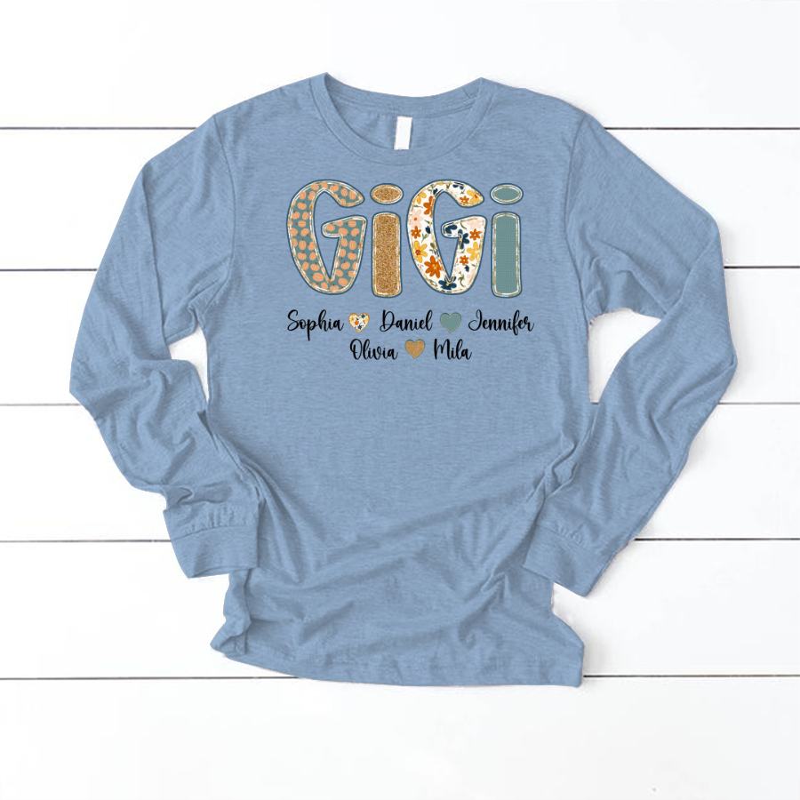 Pumkin Floral Fall Gigi Custom Gigi and Grankids Shirt