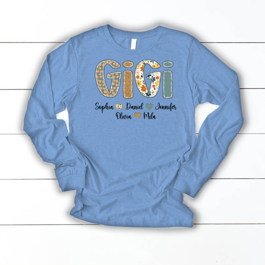 Pumkin Floral Fall Gigi Custom Gigi and Grankids Shirt
