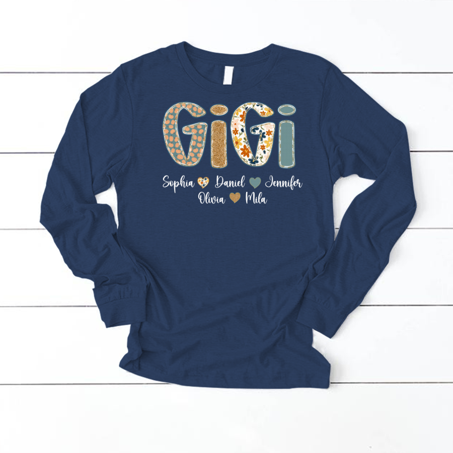 Pumkin Floral Fall Gigi Custom Gigi and Grankids Shirt