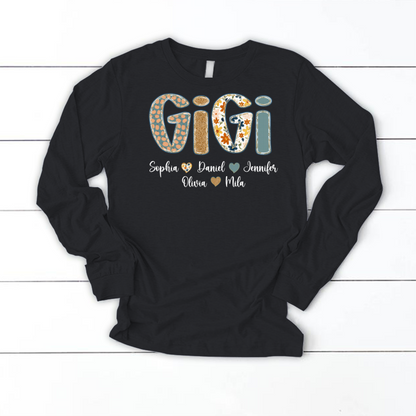 Pumkin Floral Fall Gigi Custom Gigi and Grankids Shirt