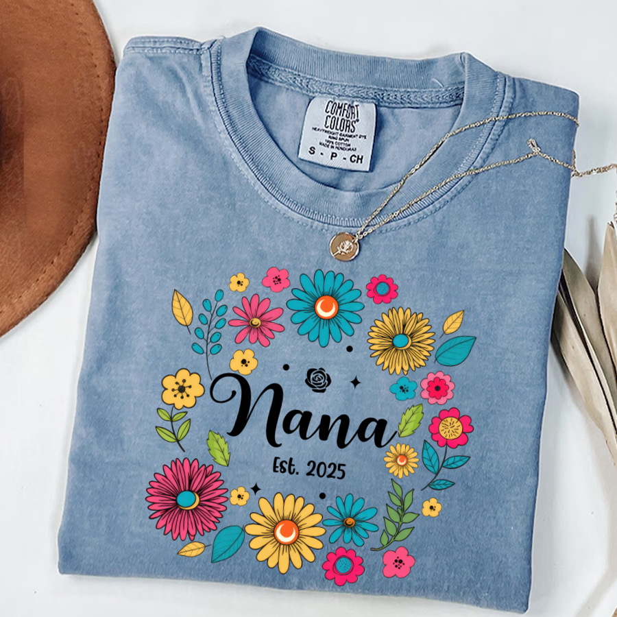 Retro Flower Nana Custom Nana And Est Year Shirt