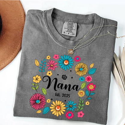 Retro Flower Nana Custom Nana And Est Year Shirt
