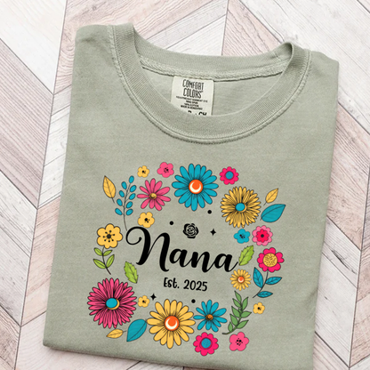 Retro Flower Nana Custom Nana And Est Year Shirt