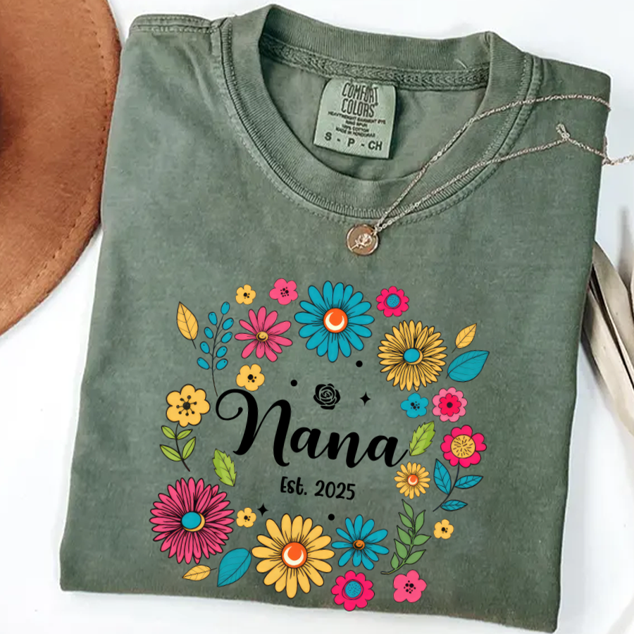 Retro Flower Nana Custom Nana And Est Year Shirt