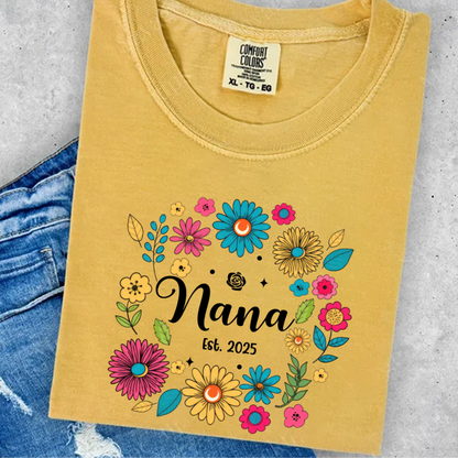 Retro Flower Nana Custom Nana And Est Year Shirt