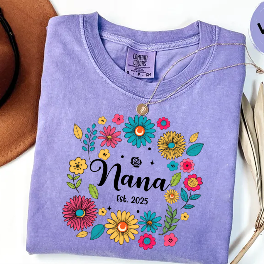 Retro Flower Nana Custom Nana And Est Year Shirt